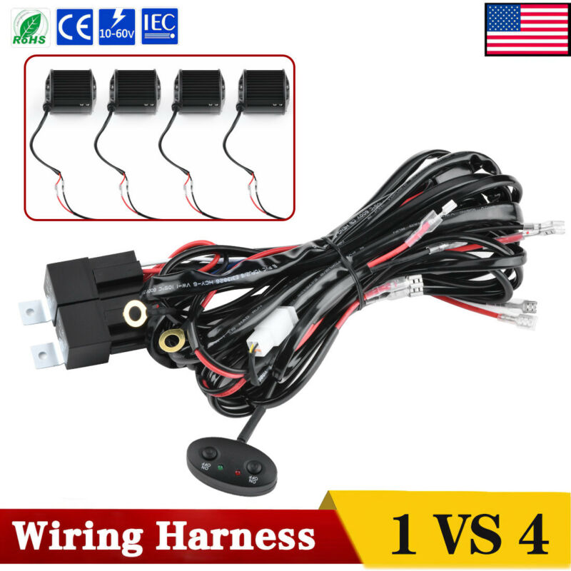 Universal Wiring Harness Kit 40a 12v Switch Relay Fuse For 4 Led Work Light Pods