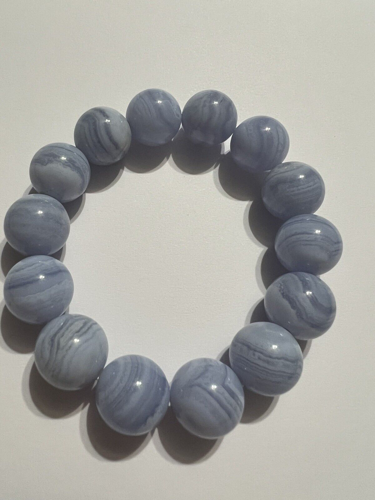 Natural blue crystal bracelet with dragon pattern天然大龙纹蓝晶手链A236-13.7mm