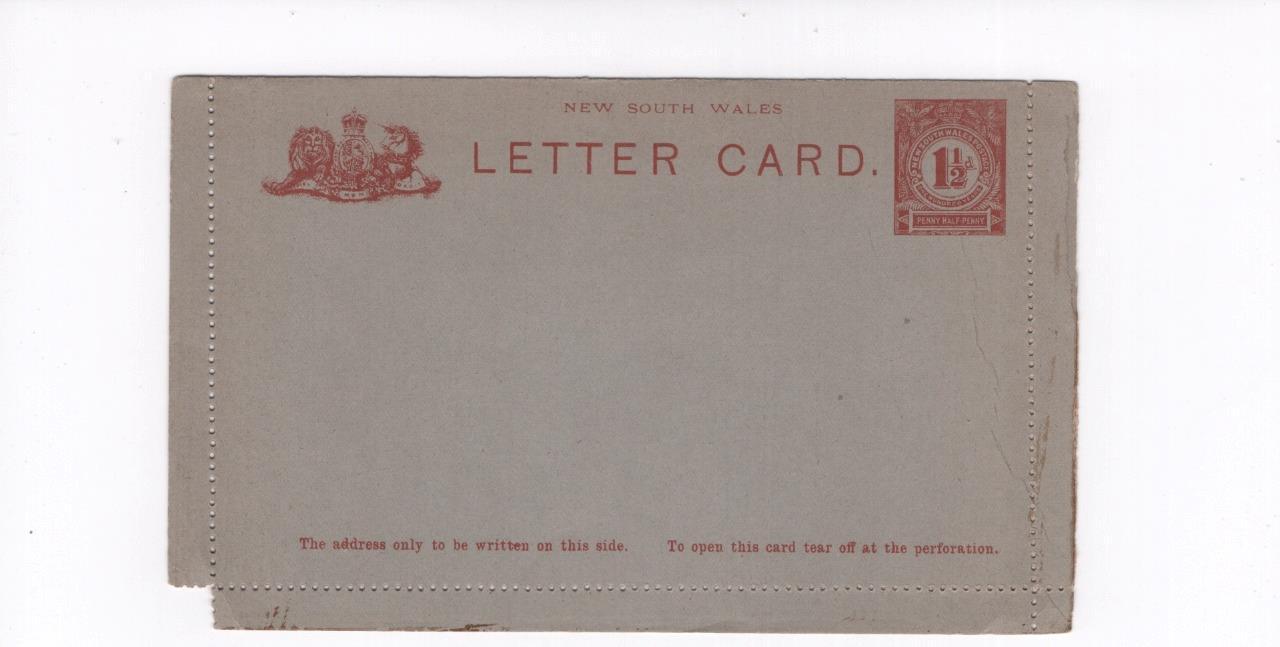 Letter card, New South Wales, Higgins & Gage #A1, 1895, unused