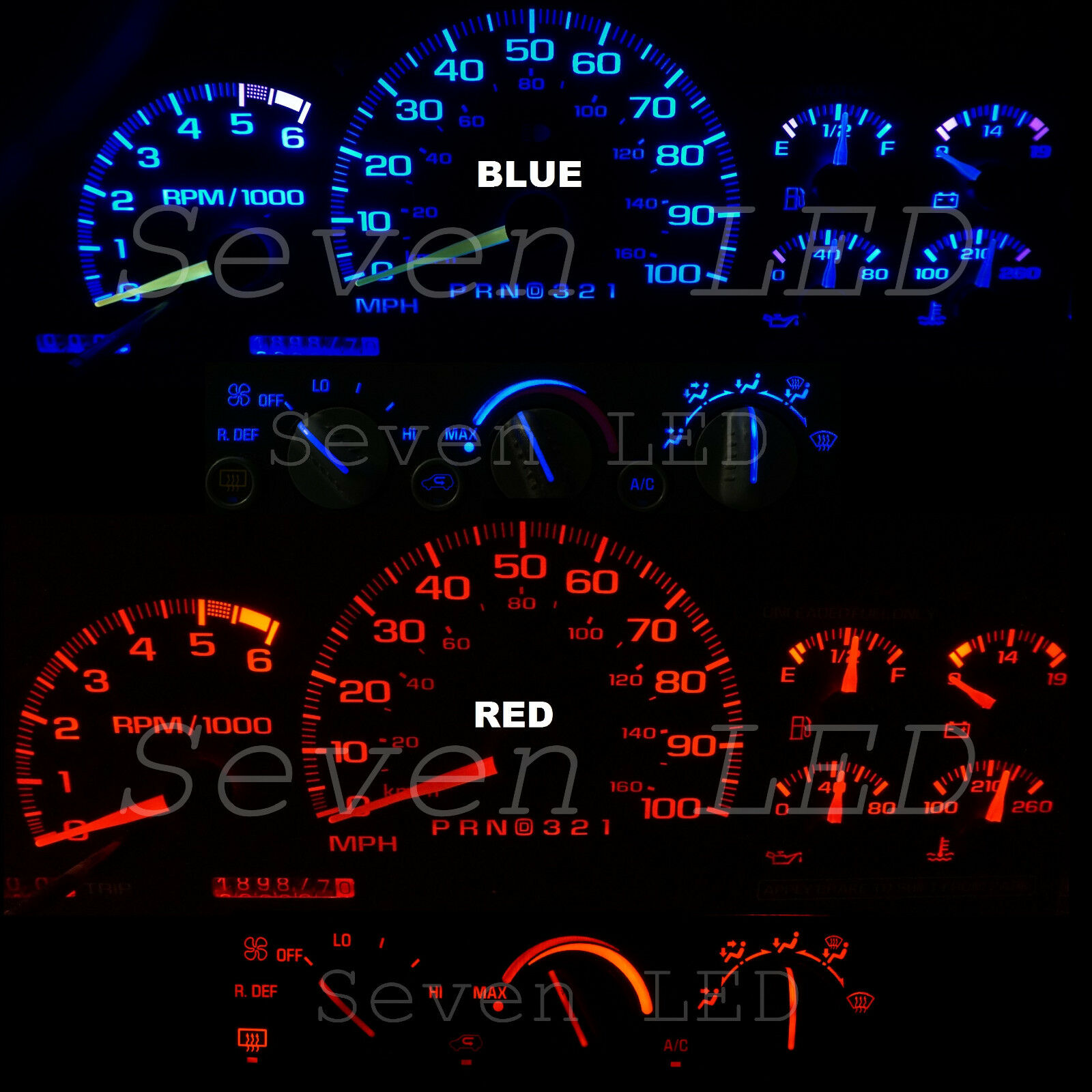 LED KIT for Silverado Tahoe Suburban GMC 95-99 CHEVY CLUSTER + Climate Control