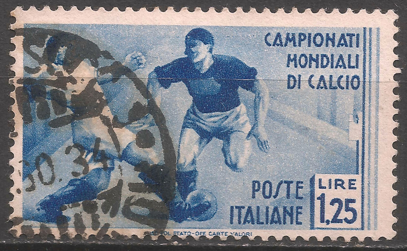 Italy 1934 1.25l Of Football World Cup, Mi #482 Used