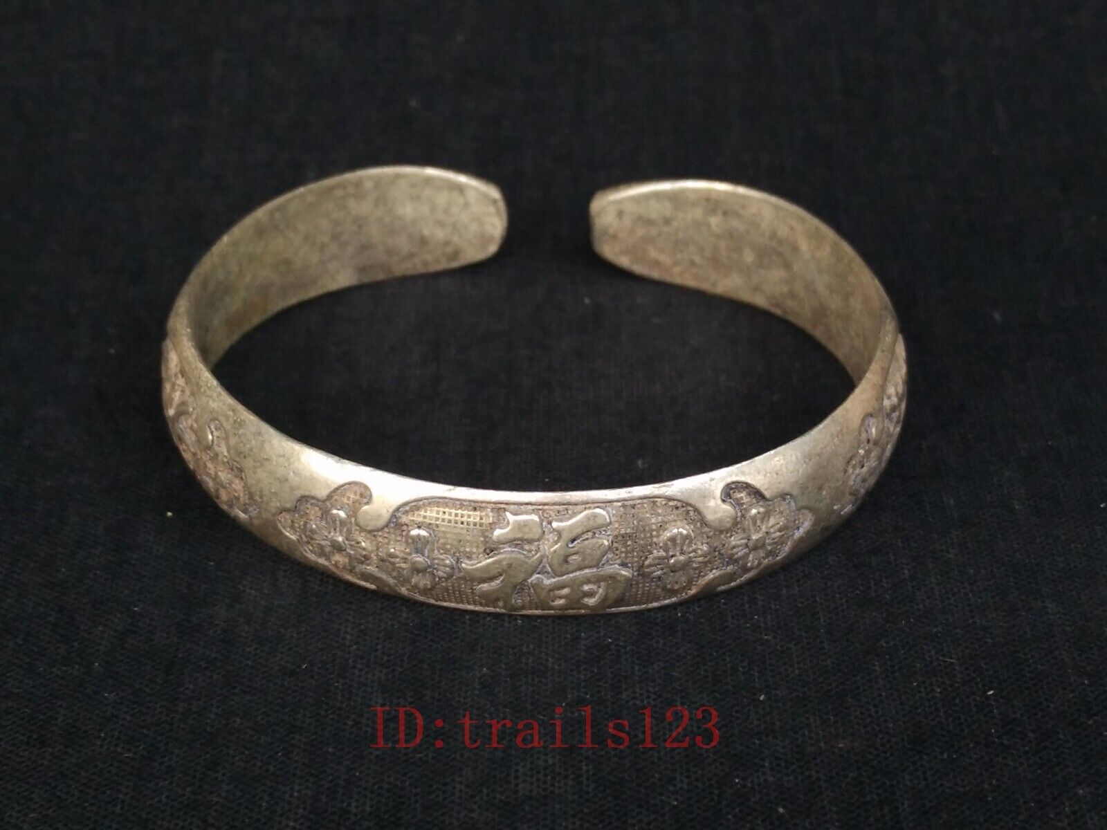 Collection China Tibet Silver Carving Flower Bracelet Ring Wonderful Gift