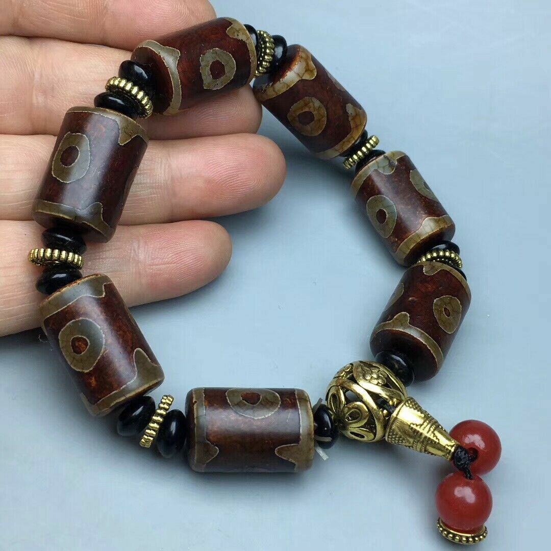 Tibetan old agate bead bracelet Three eyes sky Bead Bracelet