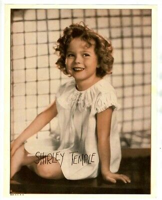 Shirley Temple 1930's Original Publicity Color Photo Signed In Photo