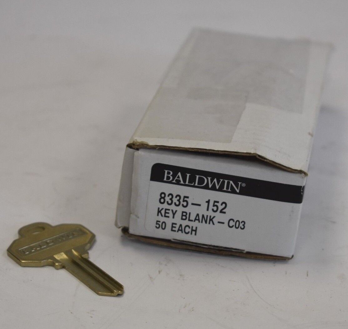 Baldwin 8335-152 Blank Key C03 Solid Forged Brass Nickel Plate 50 Pack