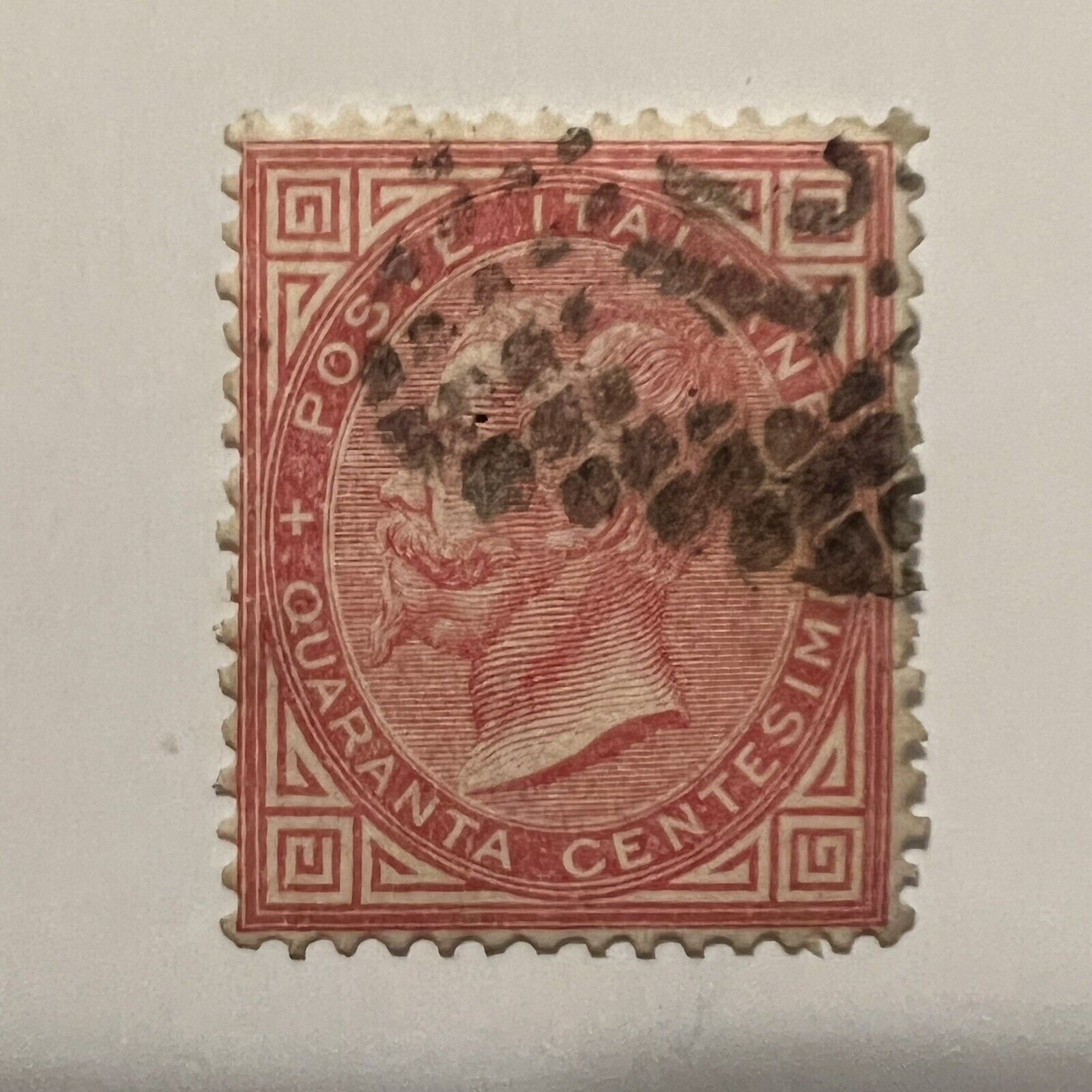 1863 ITALY 40C STAMP #31 WITH INTERESTING NUMBERED CANCEL