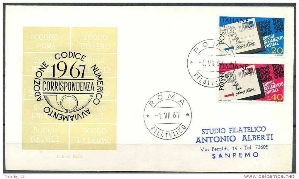 Italia, Italy 1967, Postal Code, FDC, special cover